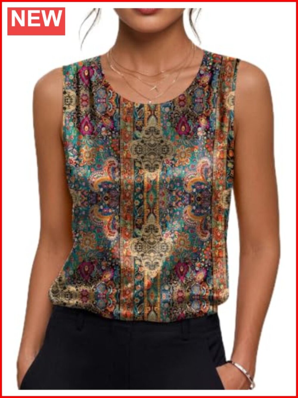 Women's Satin Tank Top Pleated Sleeveless Blouse Dressy Casual
